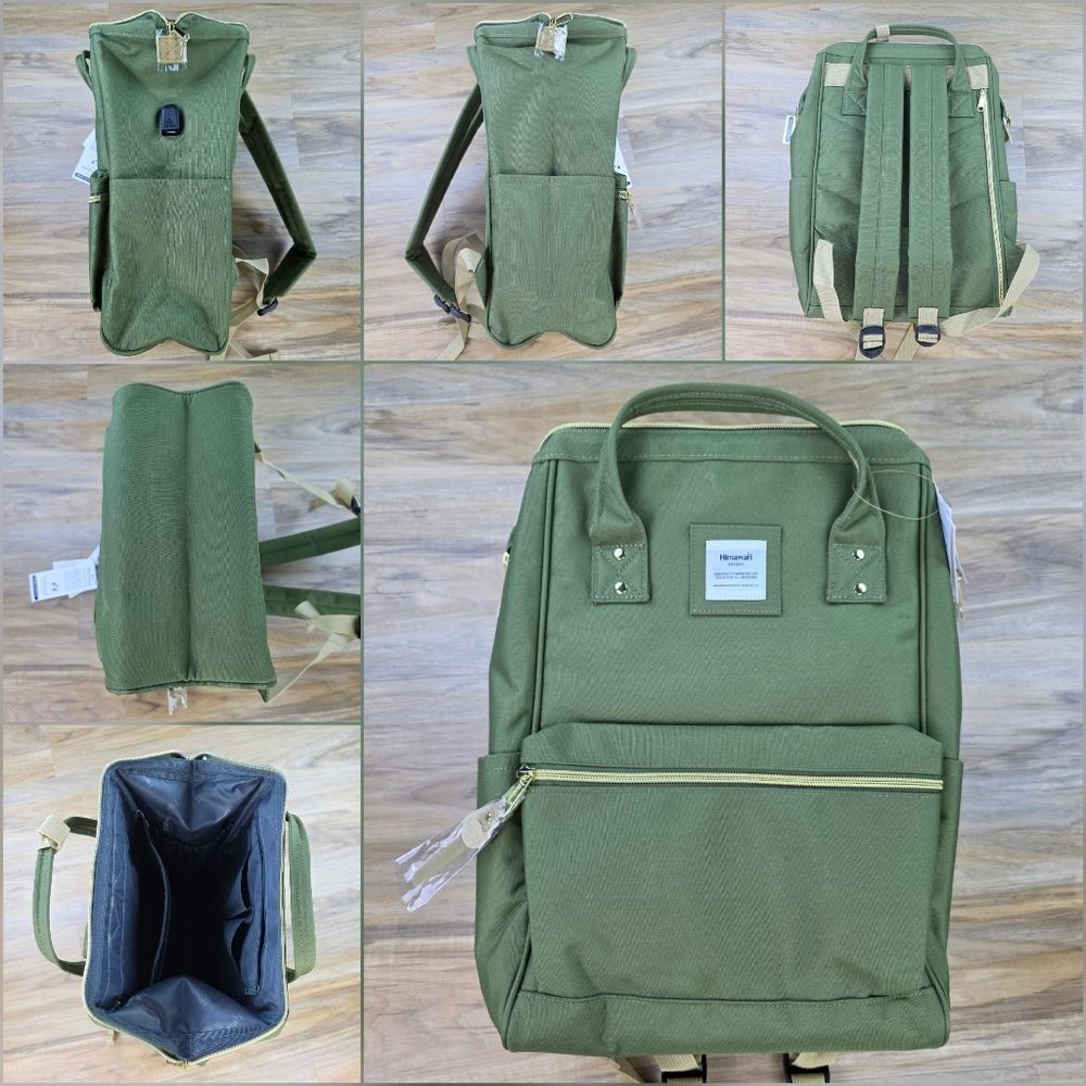 ☔️🔥NWT Olive Wide Opening Padded Laptop Sleeve Travel Backpack - Picture 7 of 15